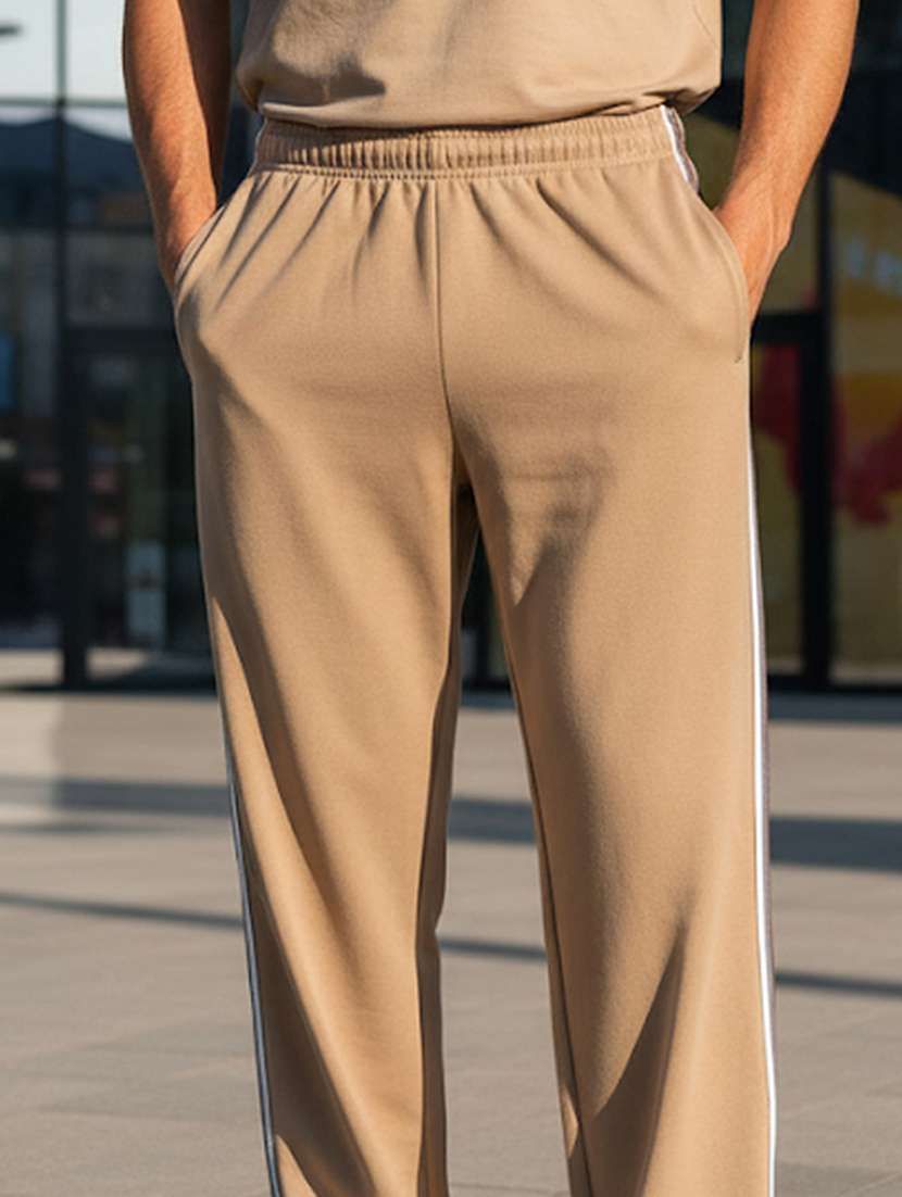 men side taped mid rise full length track pant - 22101694 - Standard Image - 1