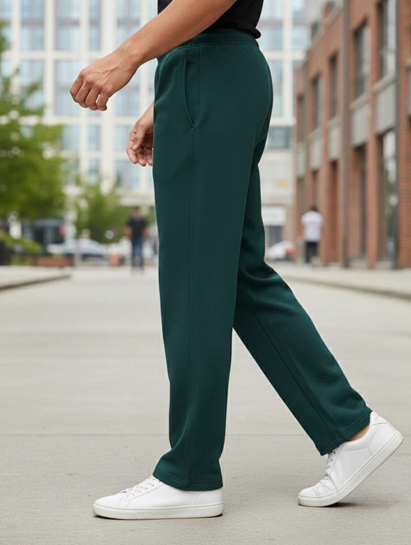 men solid mid rise full length track pant - 22101695 -  Standard Image - 1