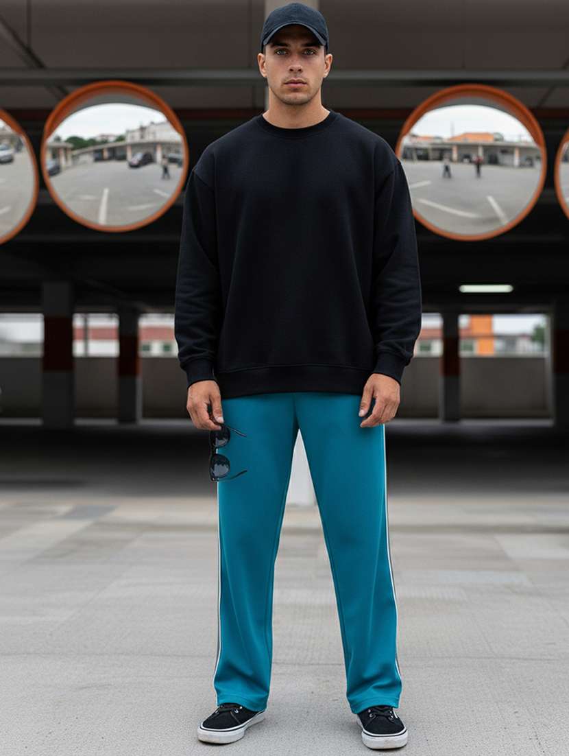 men side taped mid rise full length track pant - 22101698 -  Standard Image - 4