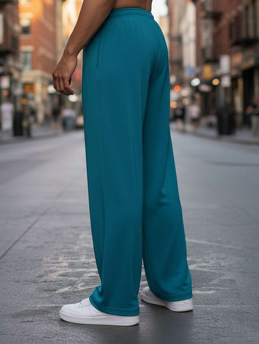 men solid mid rise full length track pant - 22101699 -  Standard Image - 1