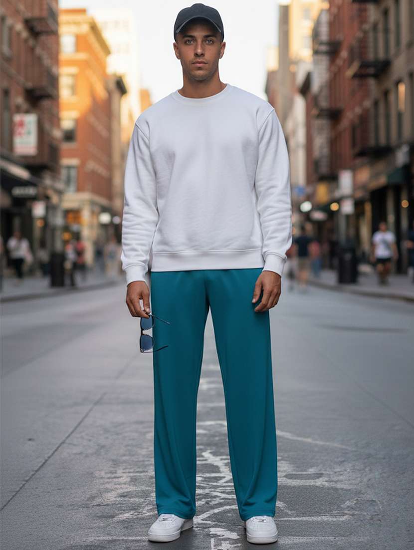 men solid mid rise full length track pant - 22101699 -  Standard Image - 4