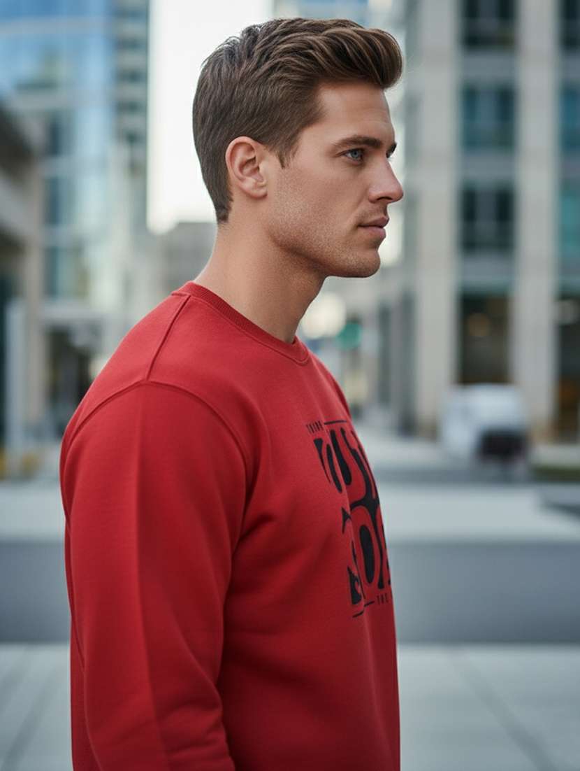 men chest print long sleeve regular fit sweatshirt - 22101711 -  Standard Image - 1