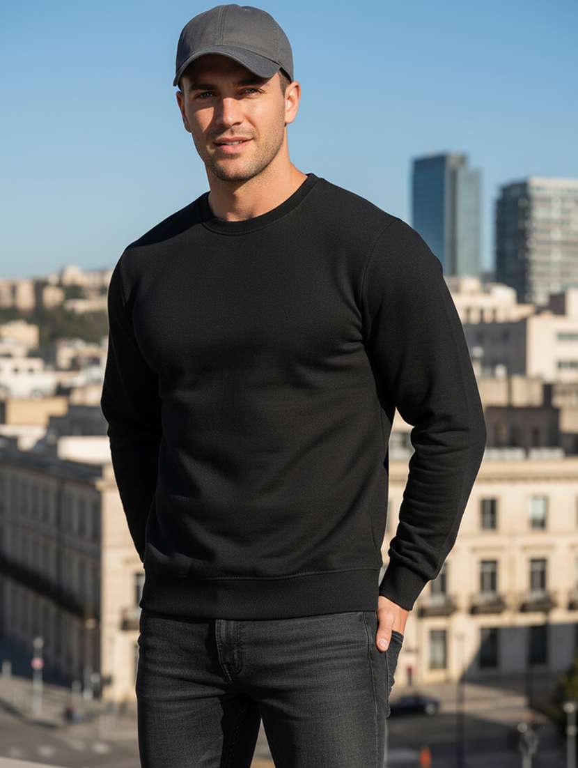 men solid long sleeve regular fit sweatshirt - 22101718 -  Standard Image - 1