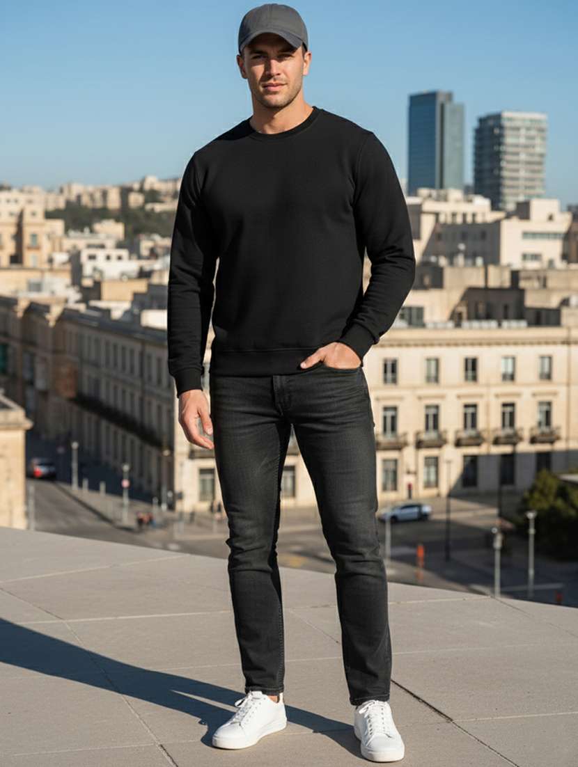 men solid long sleeve regular fit sweatshirt - 22101718 -  Standard Image - 4