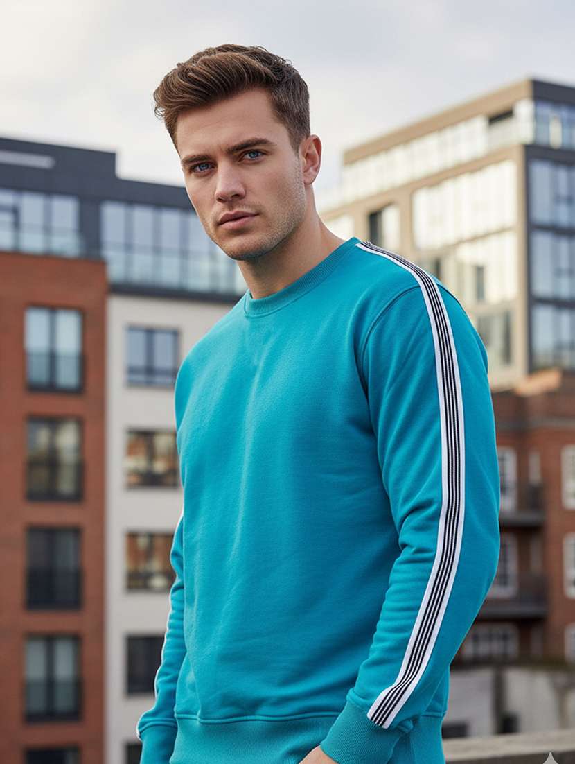 men taped long sleeve regular fit sweatshirt - 22101727 -  Standard Image - 1