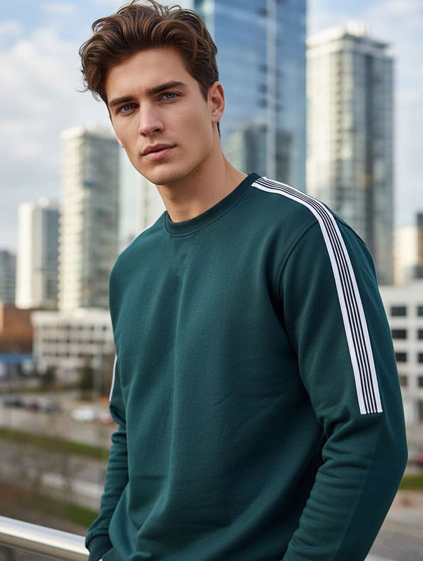 men taped long sleeve regular fit sweatshirt - 22101728 -  Standard Image - 1