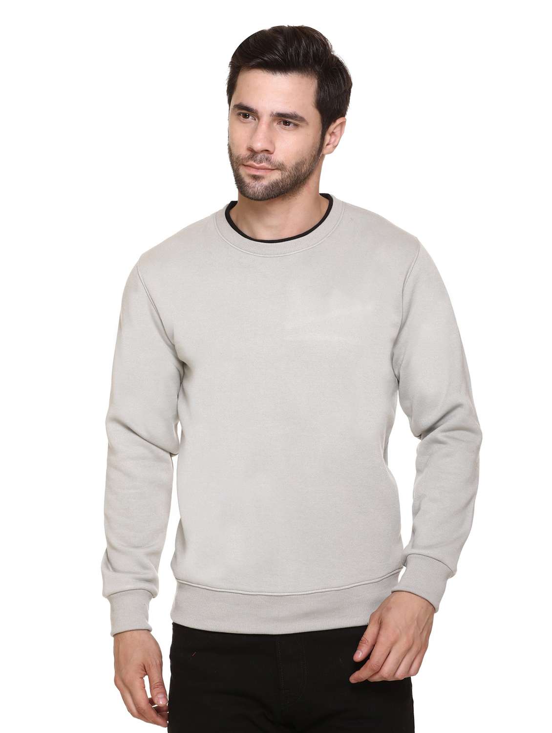 men solid long sleeve regular fit sweatshirt