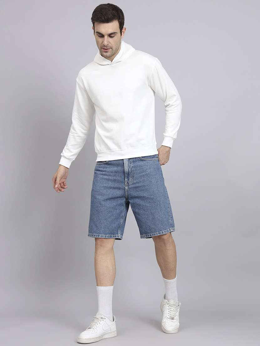 men solid long sleeve regular fit hooded sweatshirt - 22101754 -  Standard Image - 4