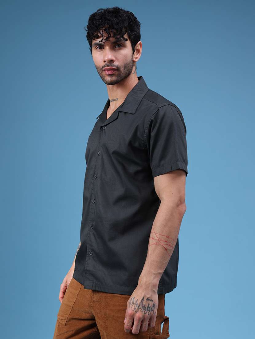 men solid short sleeve regular fit casual shirt - 22101757 -  Standard Image - 1