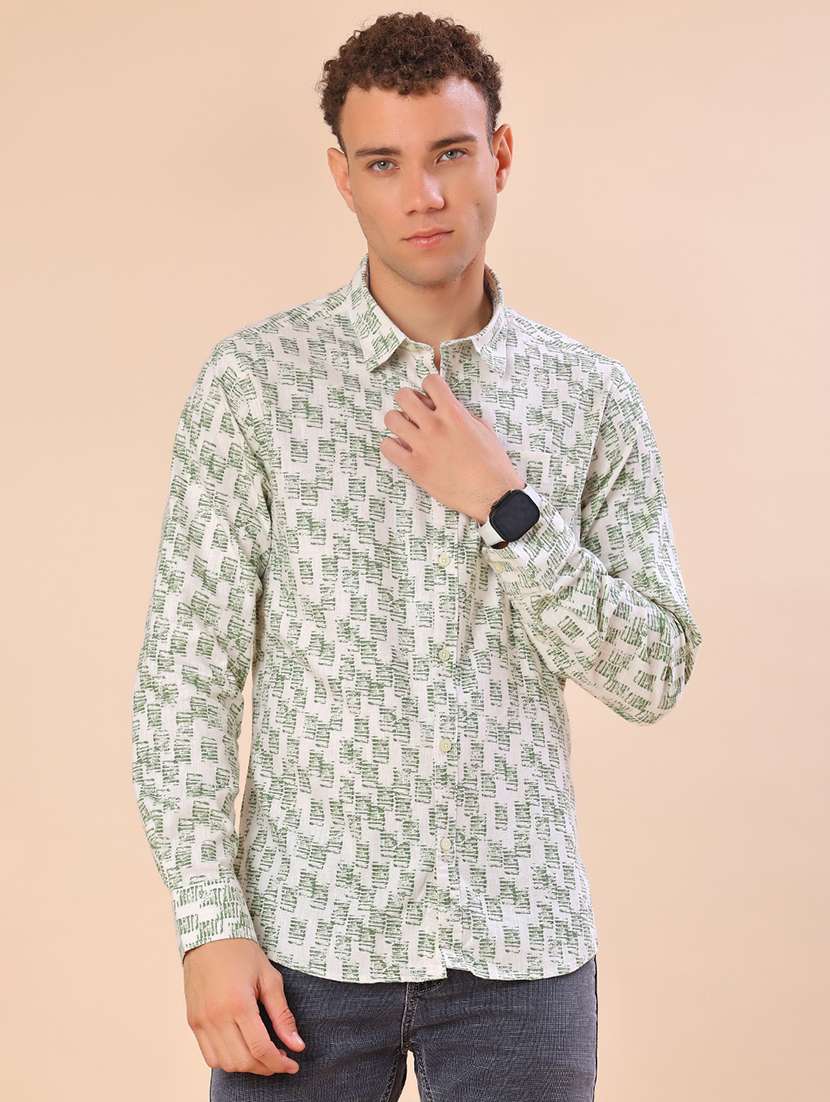 men printed long sleeve regular fit casual shirt - 22101758 -  Standard Image - 1