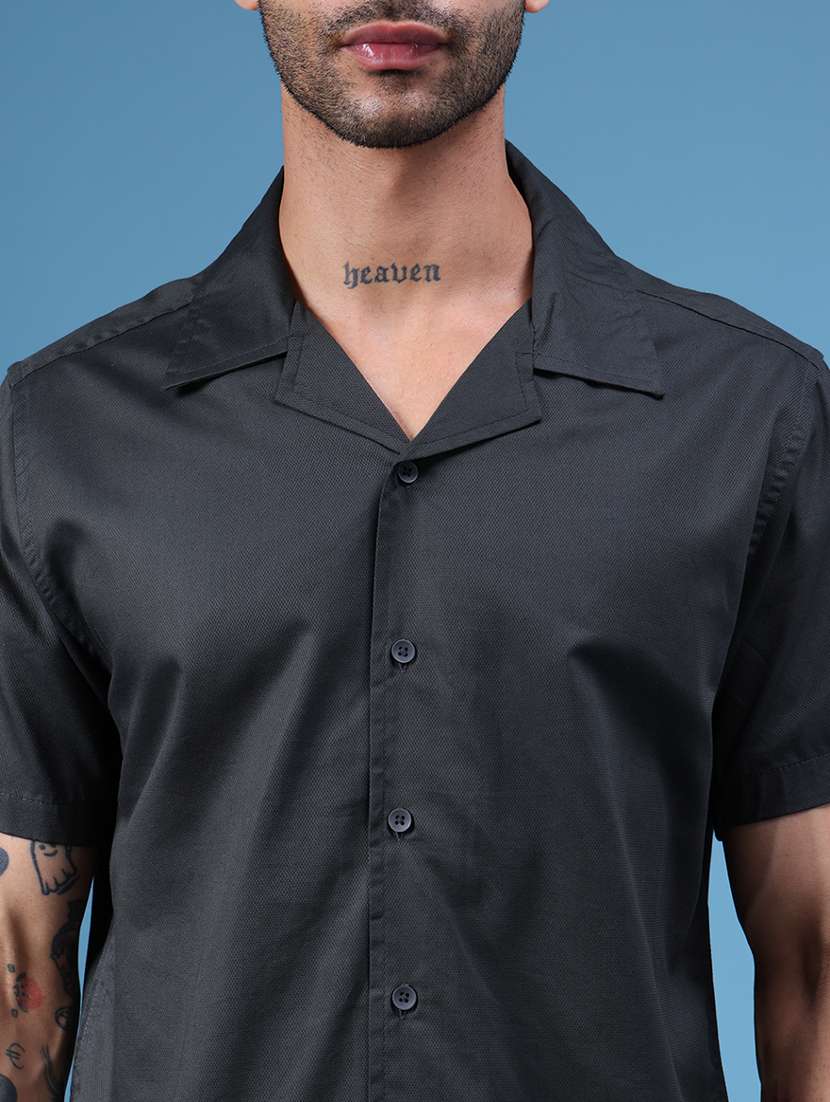 men solid short sleeve regular fit casual shirt - 22101760 -  Standard Image - 4