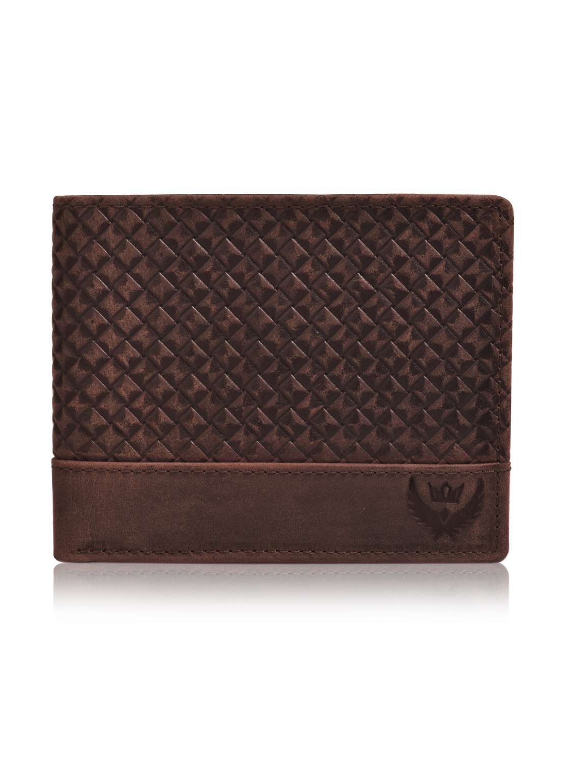 men's textured brown leather folded wallet - 22101779 -  Standard Image - 1
