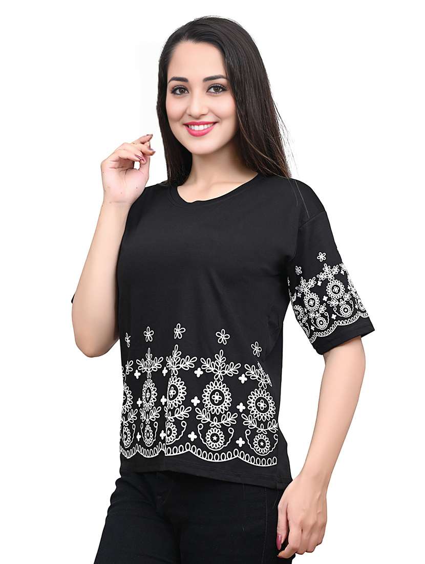 women embroidered short sleeve top - 22101797 -  Standard Image - 1