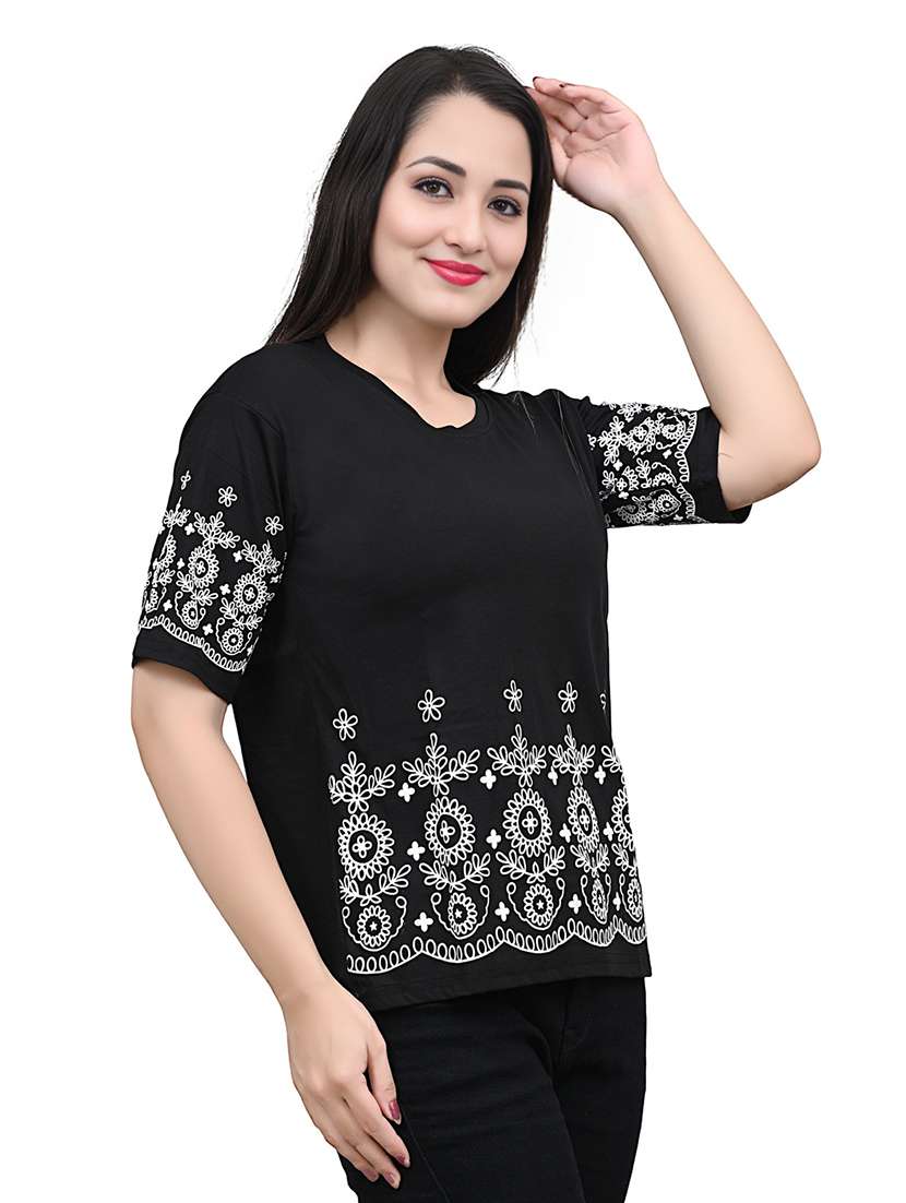 women embroidered short sleeve top - 22101797 -  Standard Image - 4