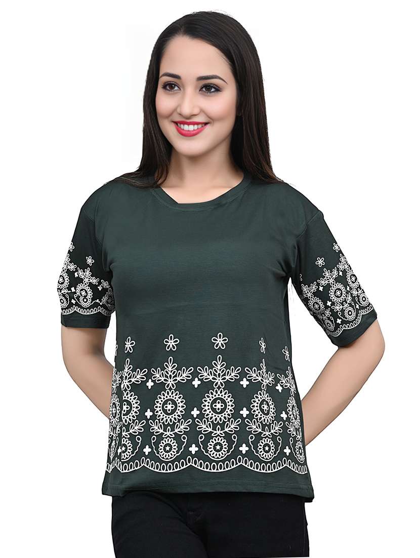 women embroidered short sleeve top - 22101798 -  Standard Image - 1