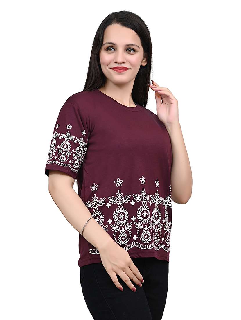 women embroidered short sleeve top - 22101800 -  Standard Image - 4