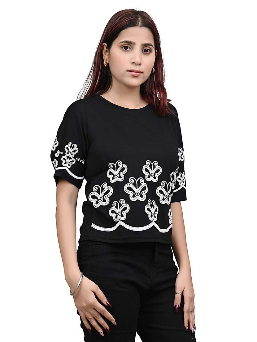 women embroidered short sleeve top - 22101801 -  Standard Image - 4