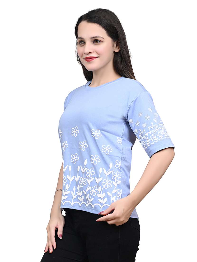 women embroidered short sleeve top - 22101806 - Standard Image - 1