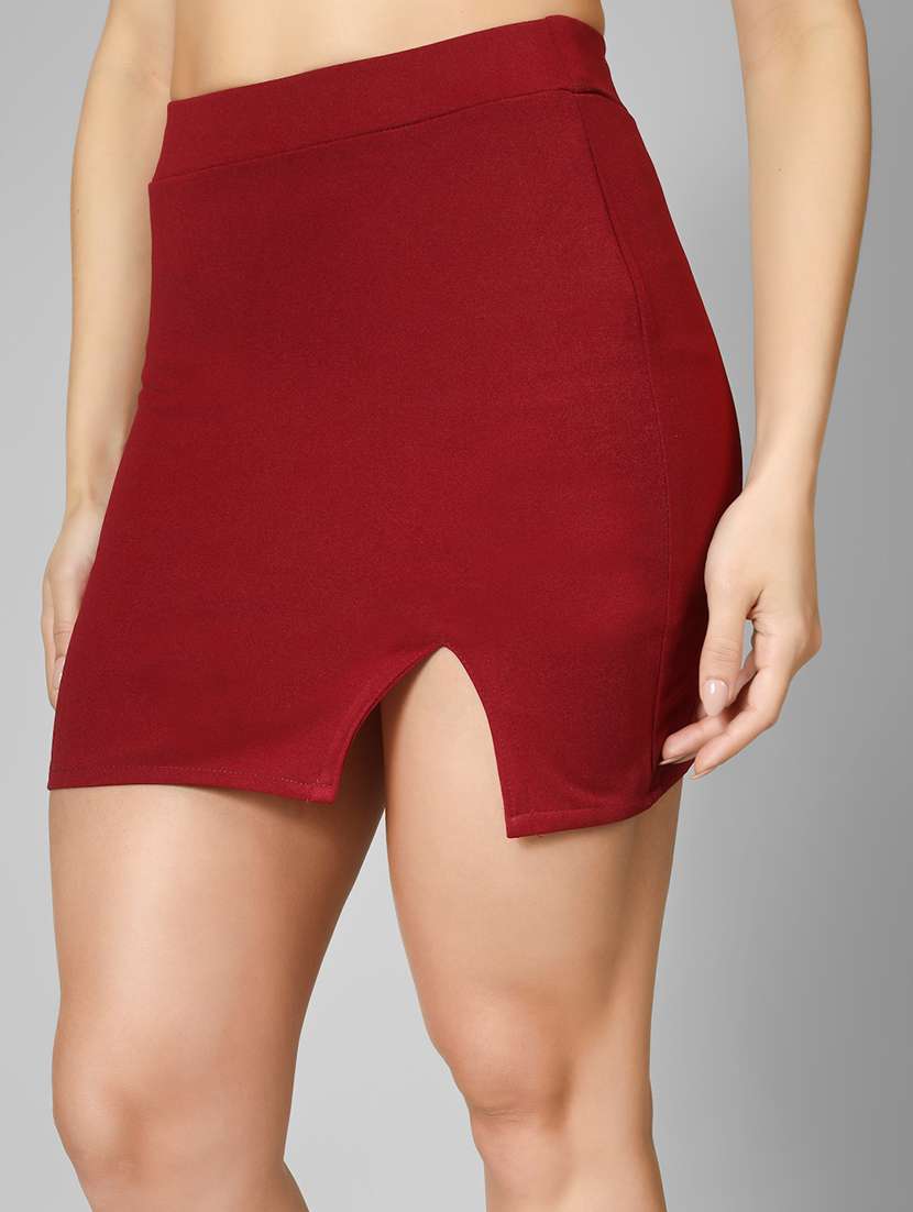 women solid high rise bodycon skirt - 22101830 -  Standard Image - 1