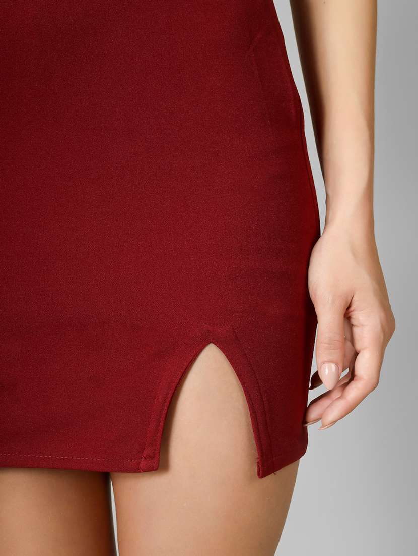 women solid high rise bodycon skirt - 22101830 -  Standard Image - 4