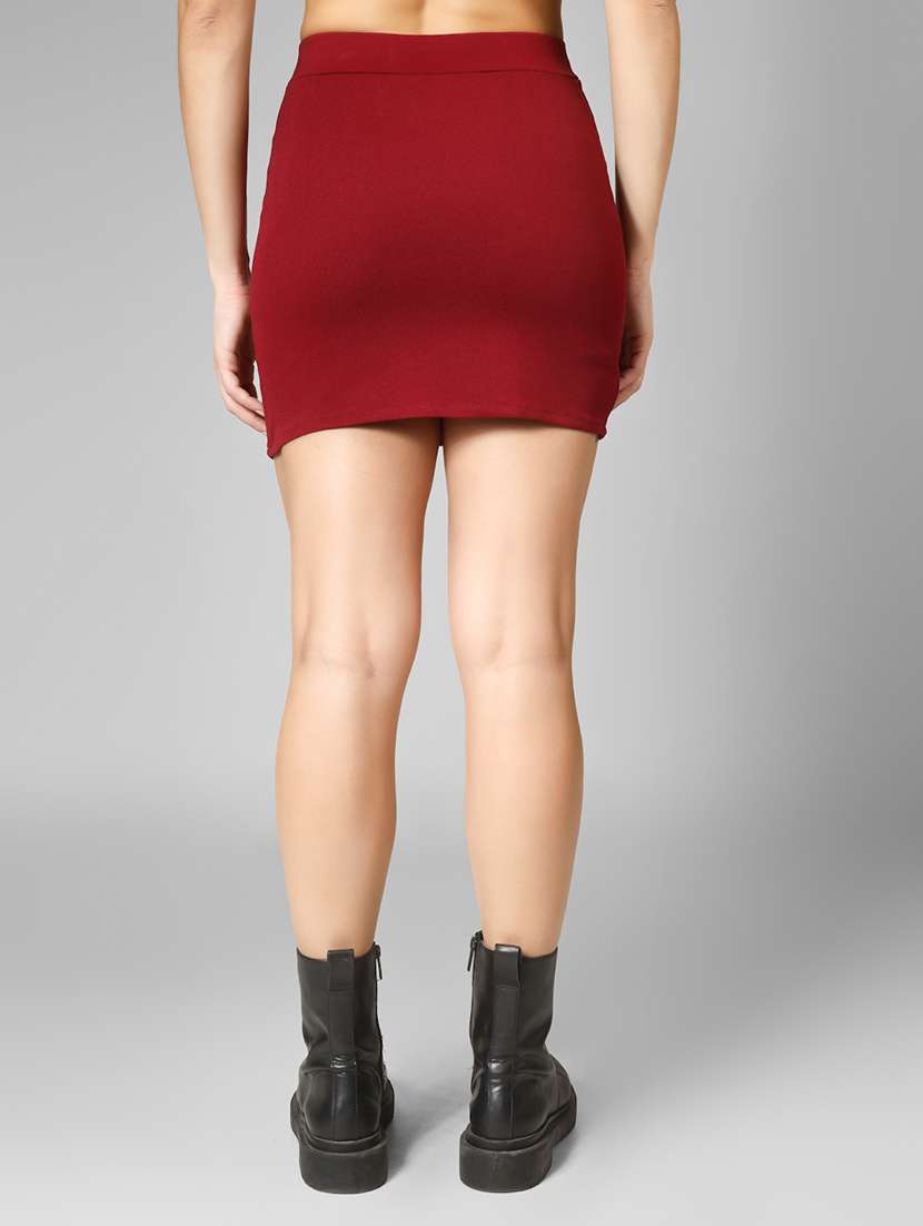 women pack of 2 solid high rise bodycon skirt - 22101833 - Standard Image - 4