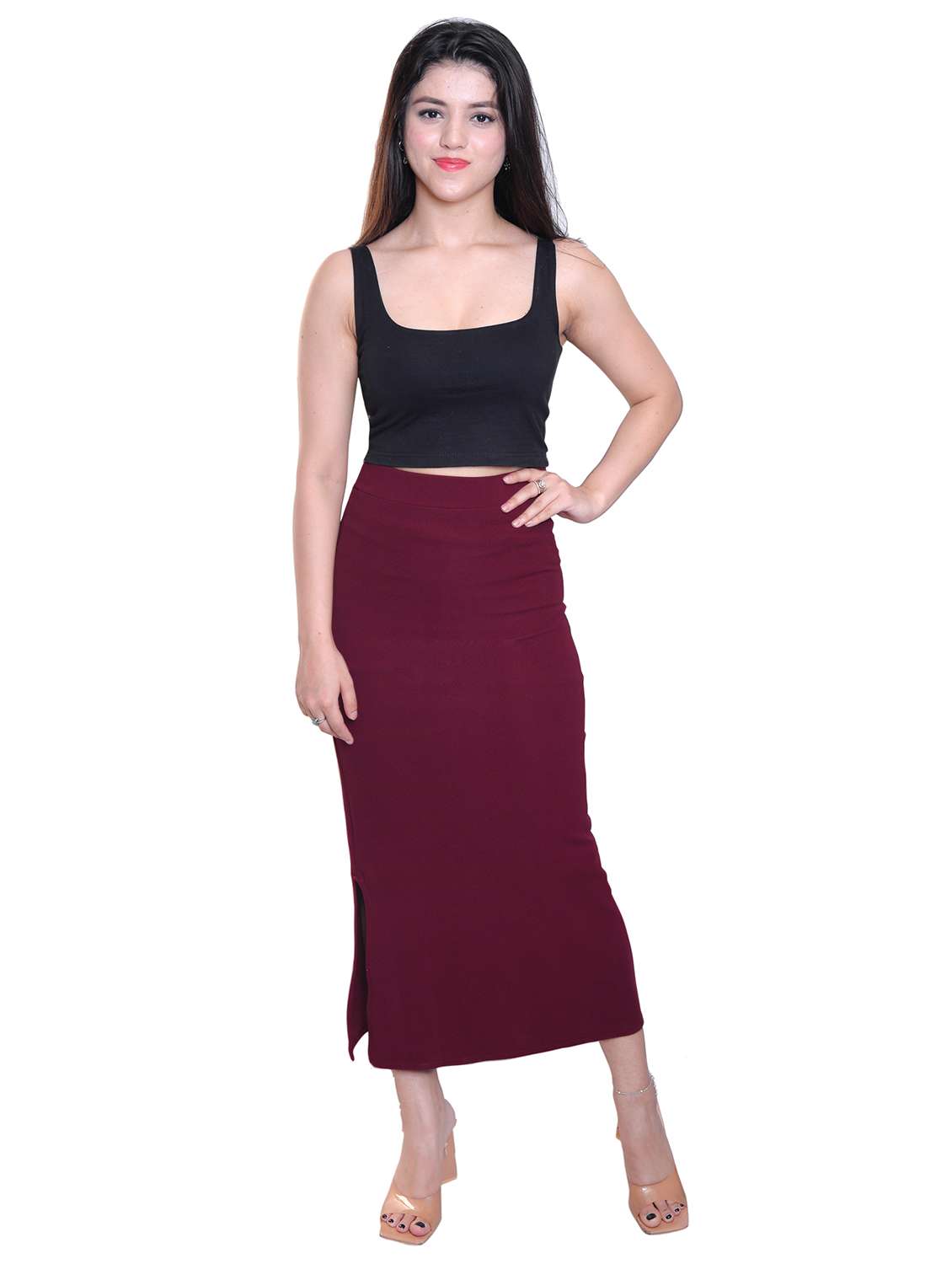 women solid high rise pencil skirt - 22101834 -  Standard Image - 4