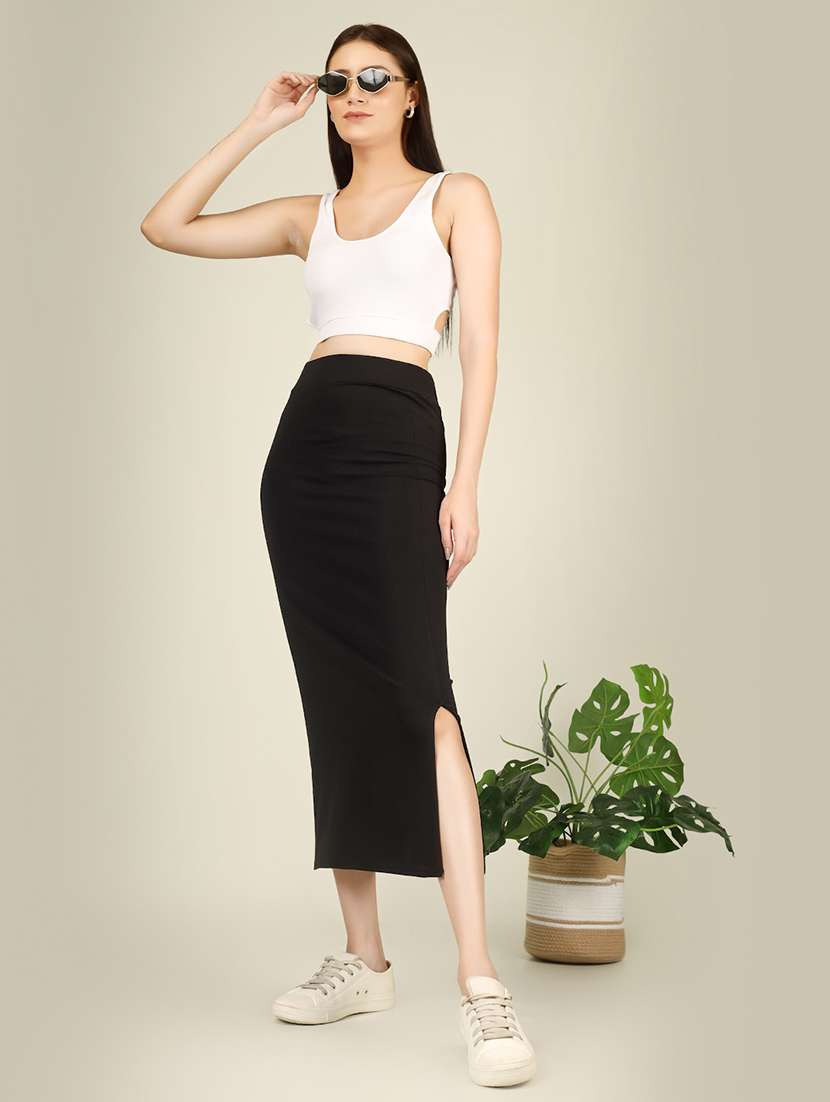 women solid high rise pencil skirt - 22101838 -  Standard Image - 4