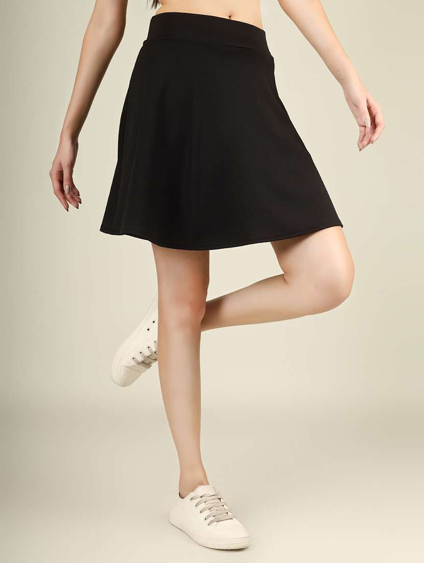 women solid high rise flared skirt - 22101839 - Standard Image - 1