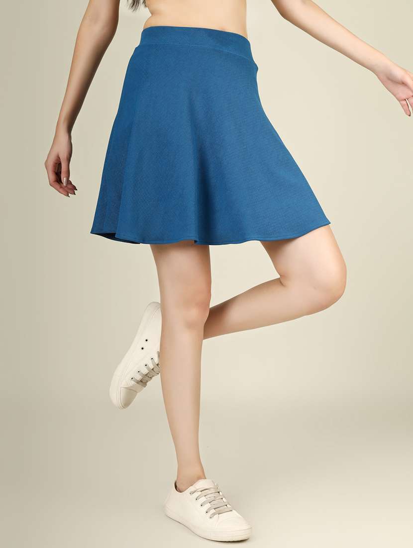 women solid high rise flared skirt - 22101840 - Standard Image - 1