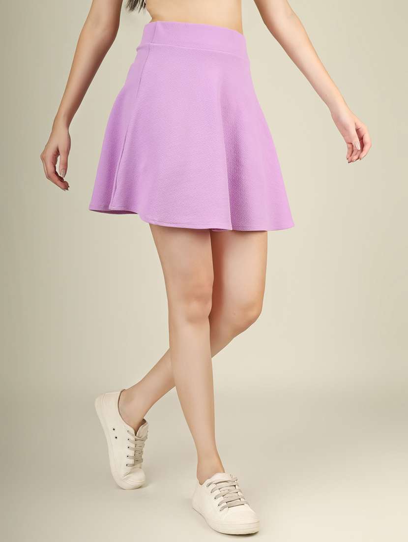 women solid high rise flared skirt - 22101841 - Standard Image - 1