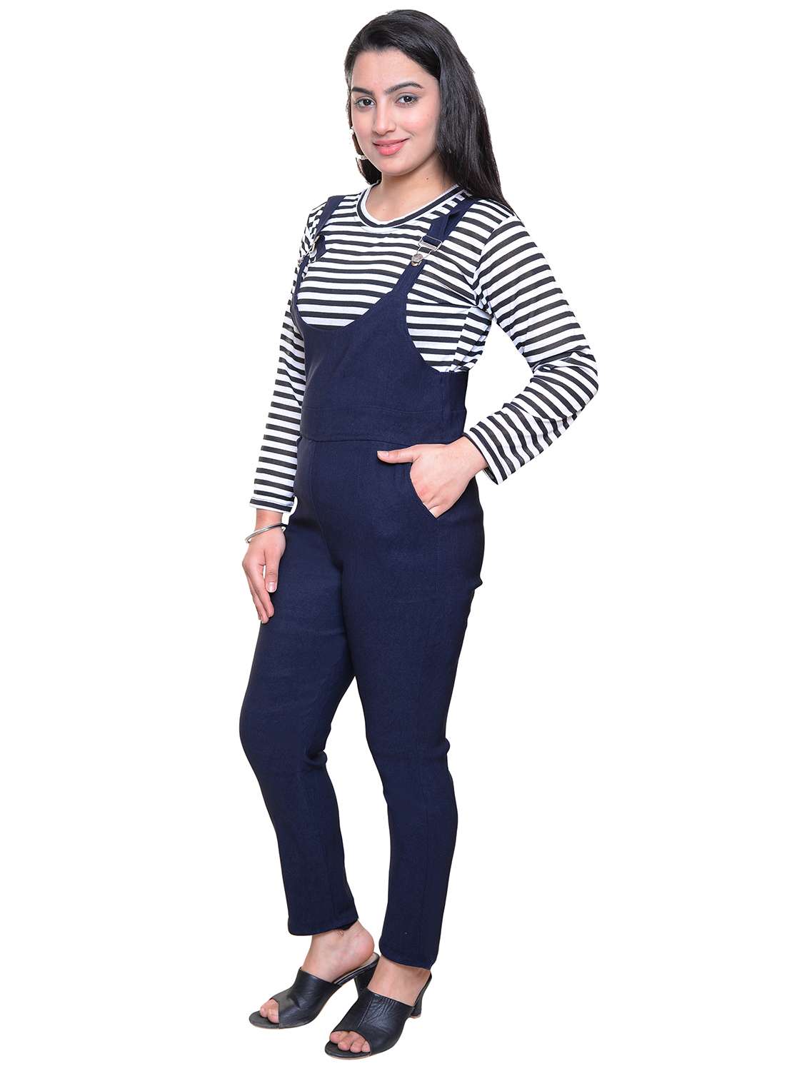 women solid sleeveless dungaree - 22101843 -  Standard Image - 1