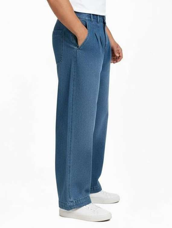 men solid mid rise baggy jean - 22101858 - Standard Image - 1