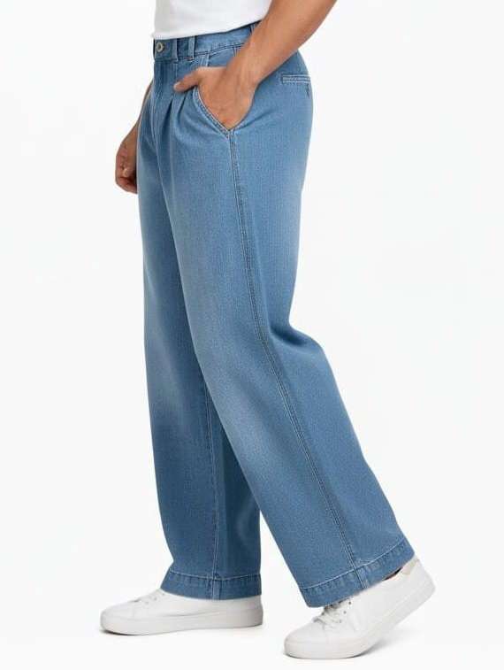 men solid mid rise baggy jean - 22101910 - Standard Image - 1