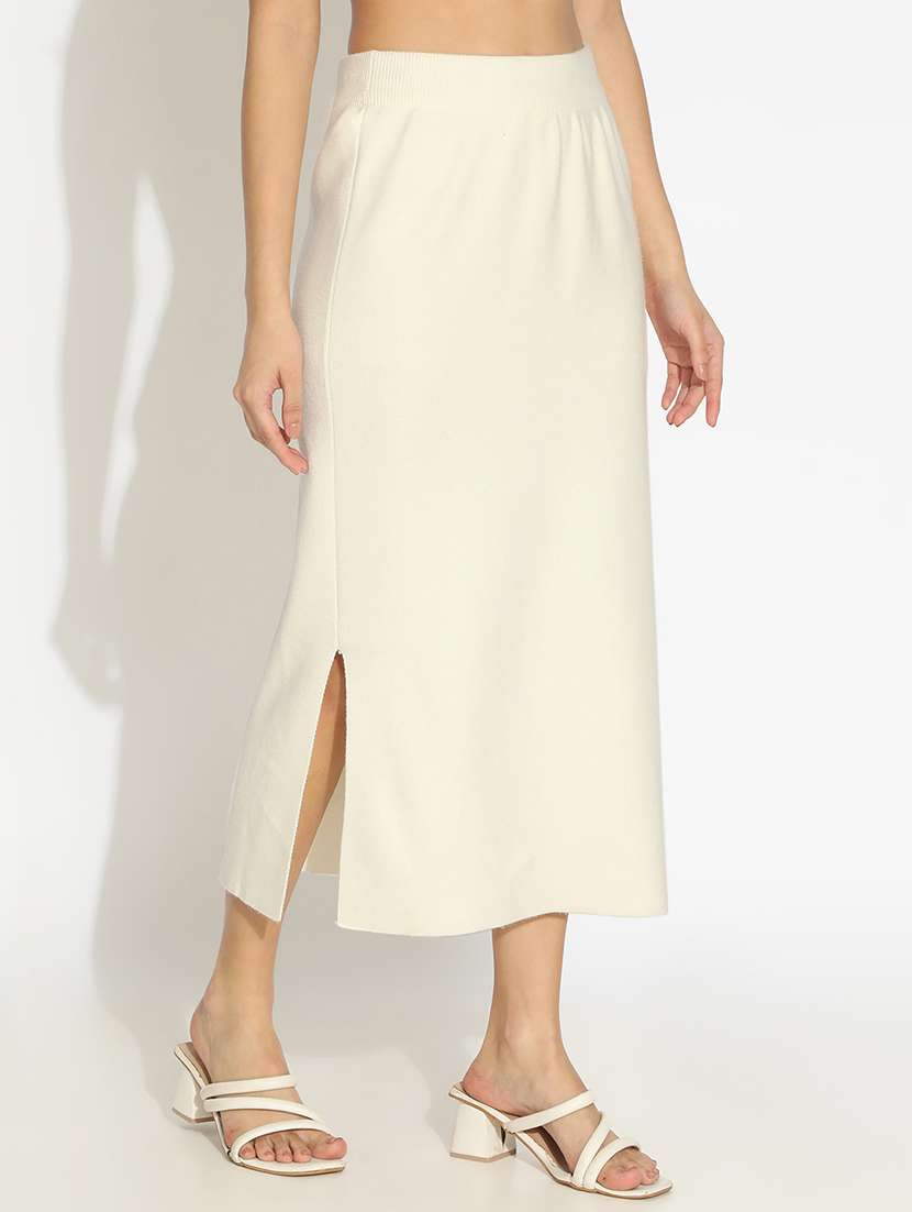 women solid high rise straight skirt - 22101923 -  Standard Image - 1