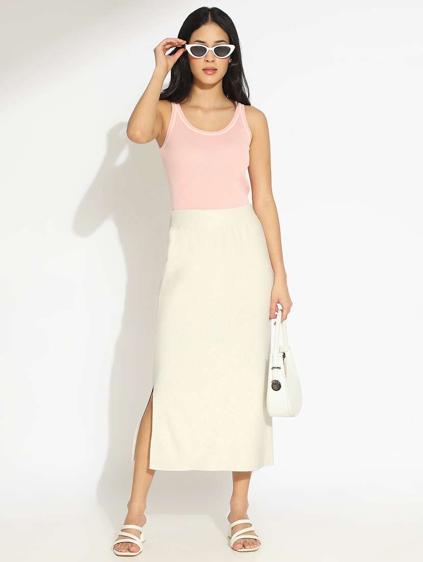 women solid high rise straight skirt - 22101923 -  Standard Image - 4