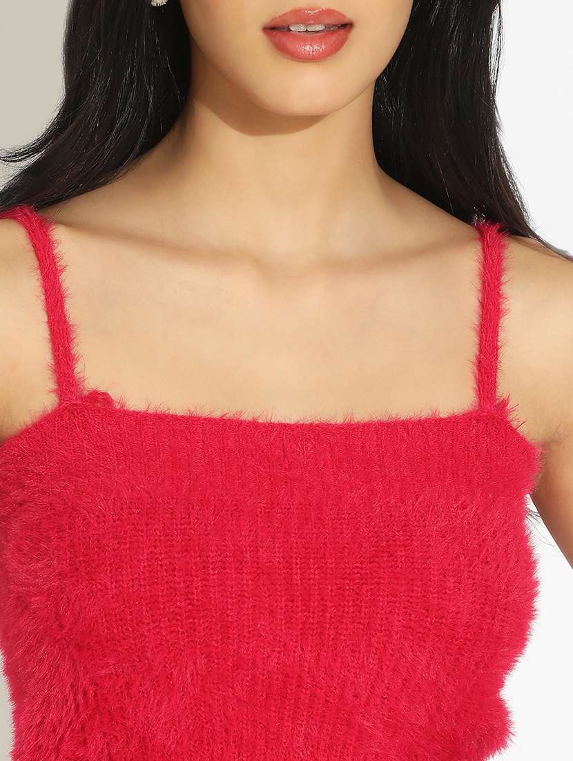 women solid shoulder strap crop top with shrug - 22101941 - Standard Image - 4