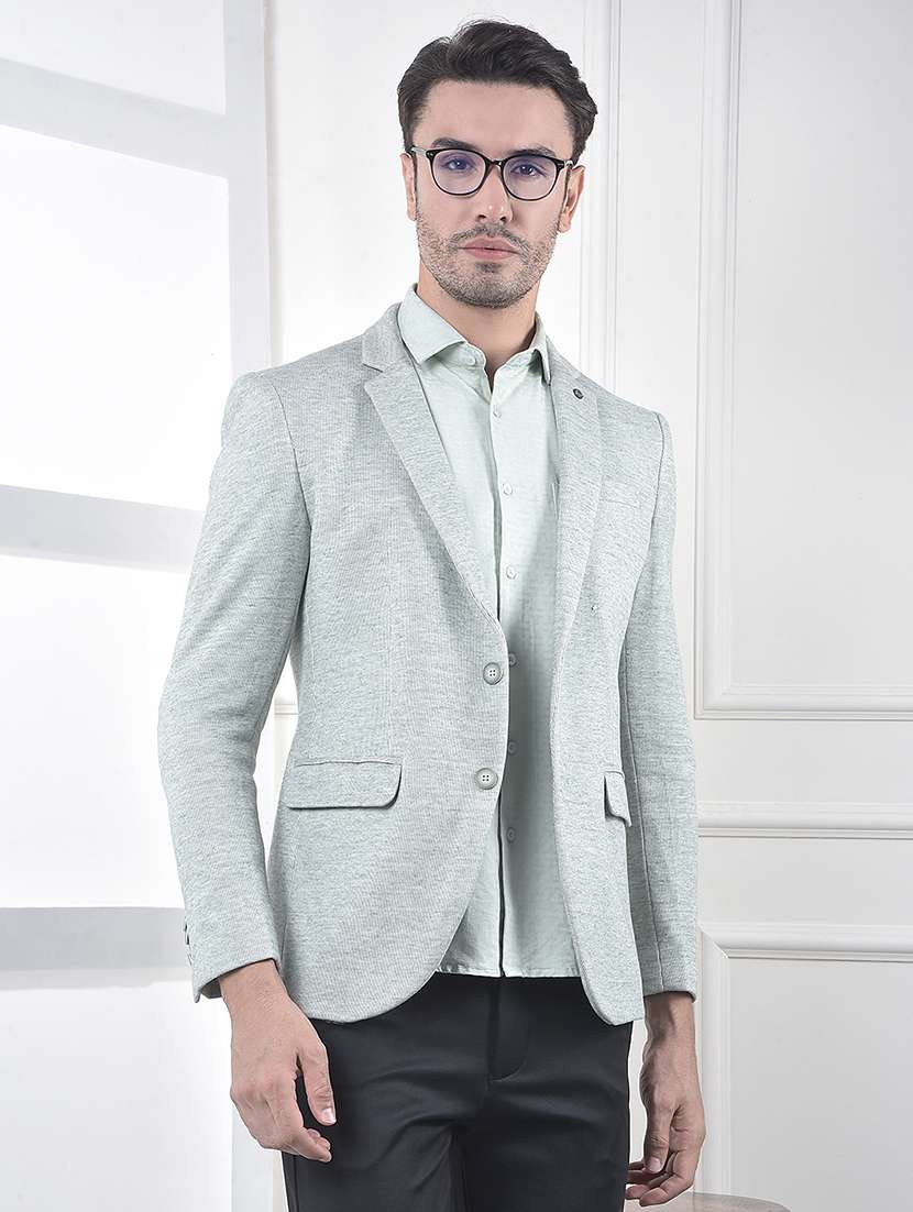 men lapel collar single breasted casual blazer