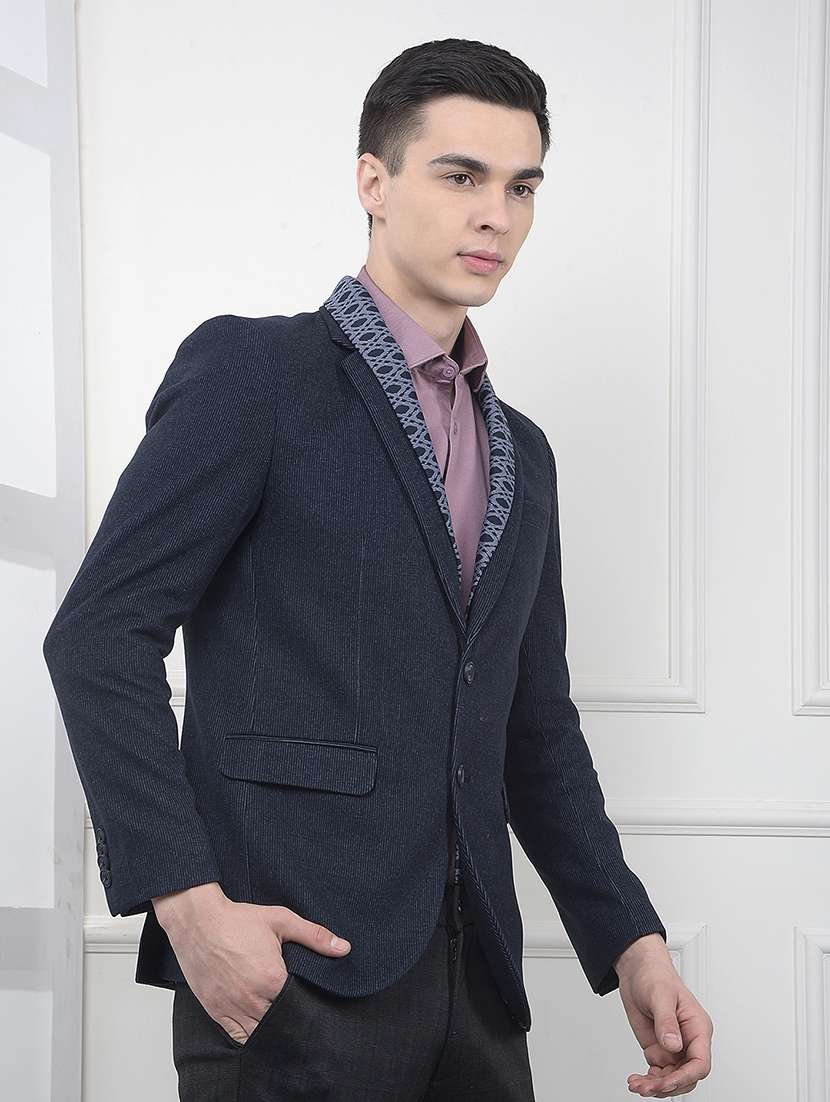 men lapel collar single breasted casual blazer - 22101958 -  Standard Image - 1
