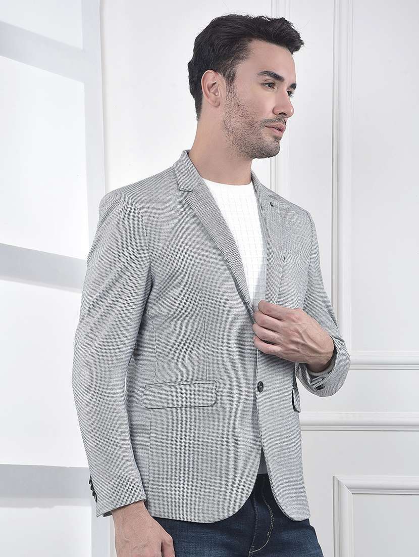 men lapel collar single breasted casual blazer - 22101960 -  Standard Image - 1