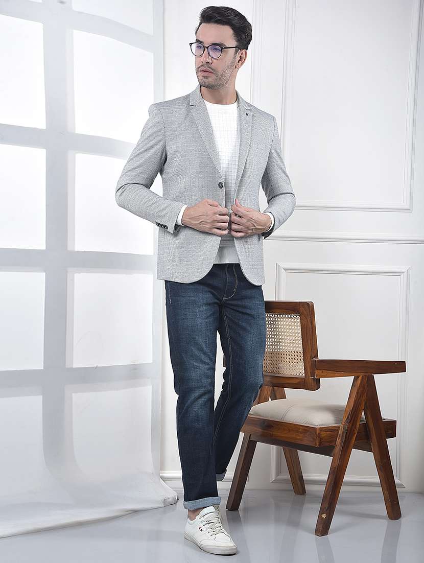men lapel collar single breasted casual blazer - 22101960 -  Standard Image - 4