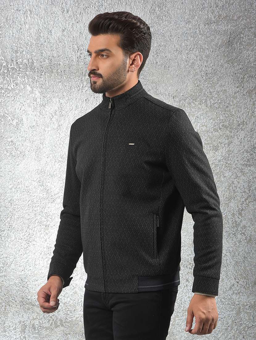 men self design long sleeve casual jacket - 22101976 -  Standard Image - 1
