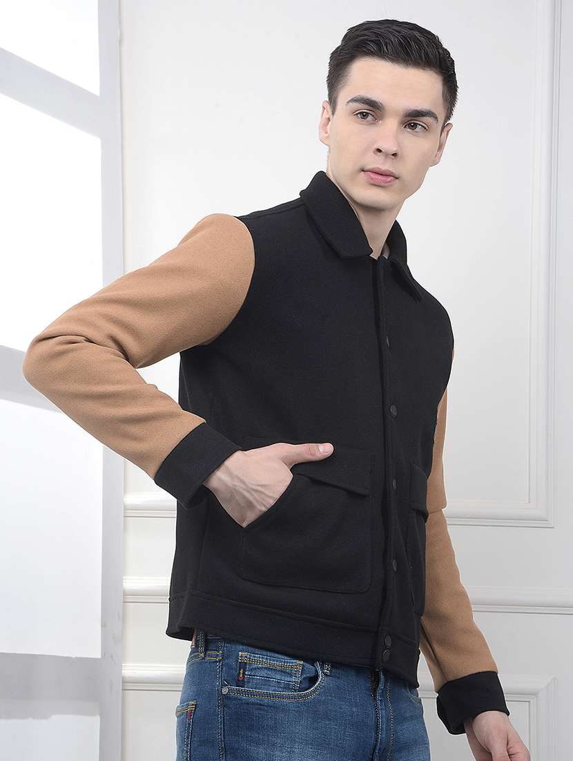 men color block long sleeve regular fit shacket - 22102006 -  Standard Image - 1