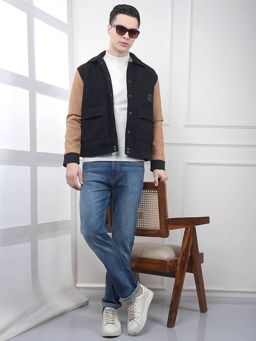 men color block long sleeve regular fit shacket - 22102006 -  Standard Image - 4