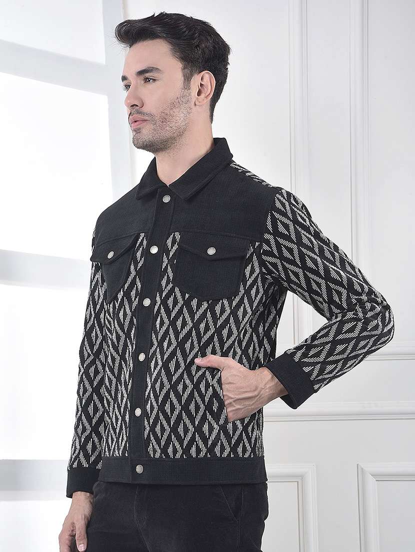 men self design long sleeve regular fit shacket - 22102009 -  Standard Image - 1