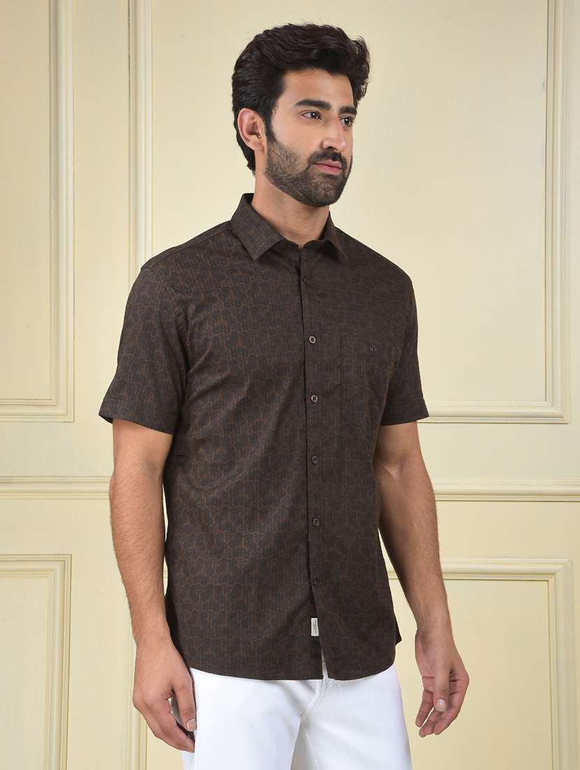 men paisley short sleeve slim fit casual shirt - 22102020 -  Standard Image - 1