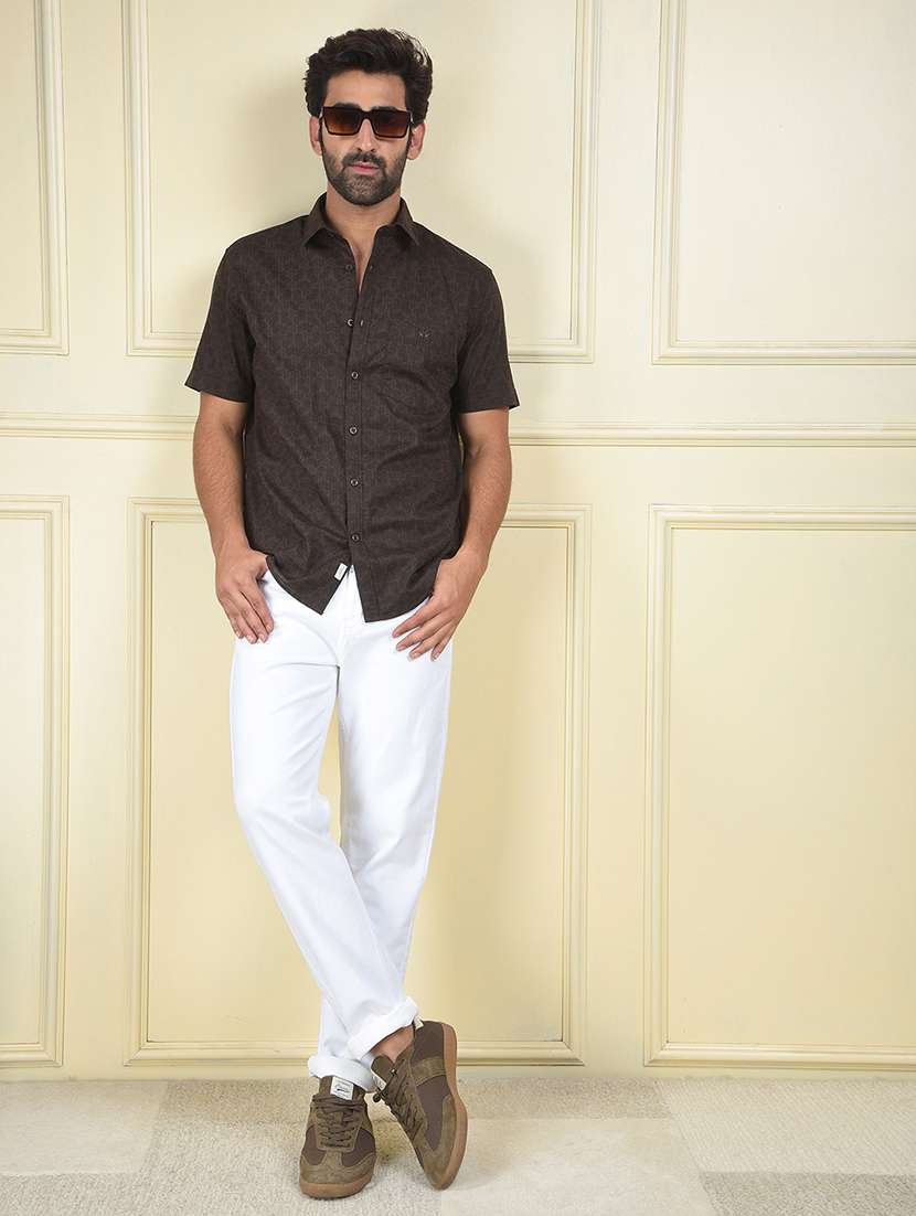 men paisley short sleeve slim fit casual shirt - 22102020 -  Standard Image - 6