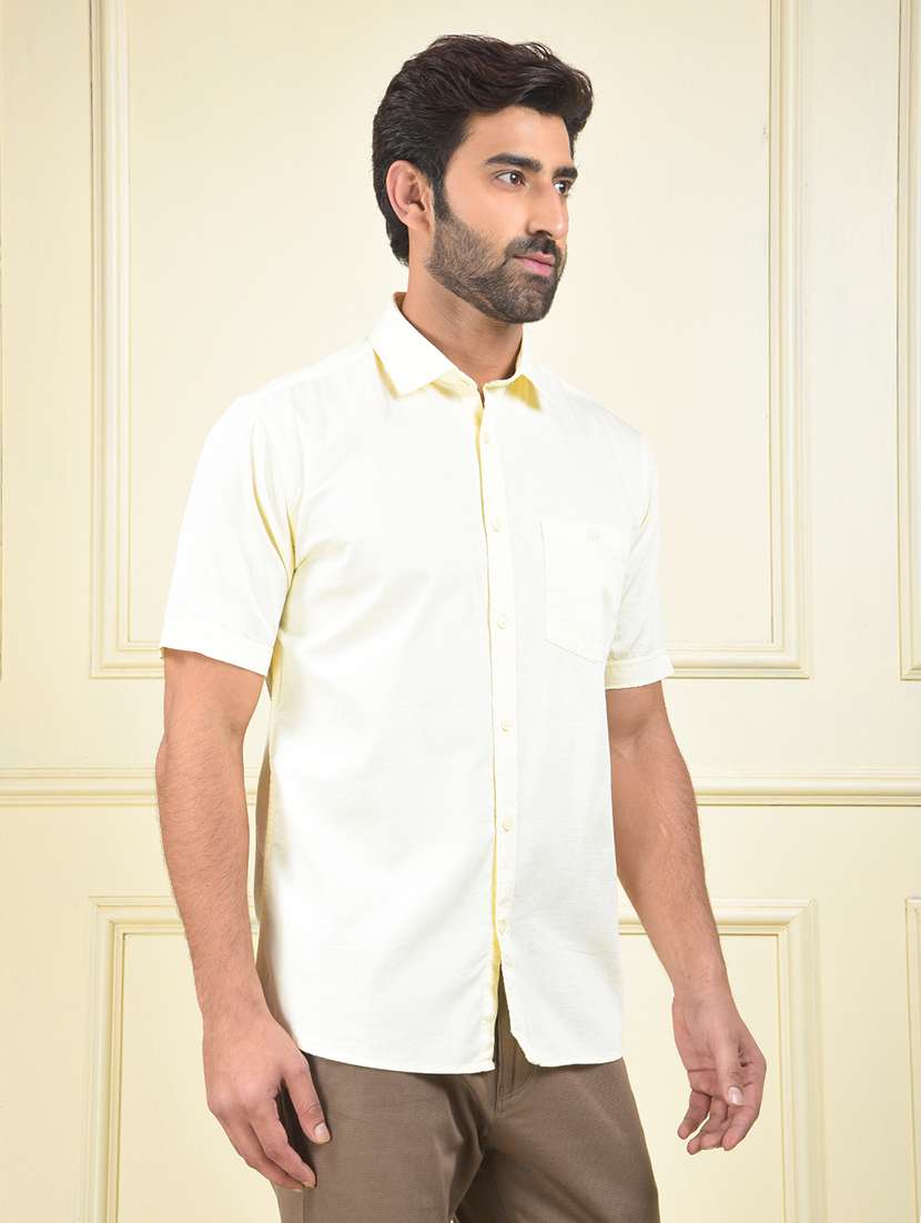 men solid short sleeve slim fit casual shirt - 22102024 -  Standard Image - 1