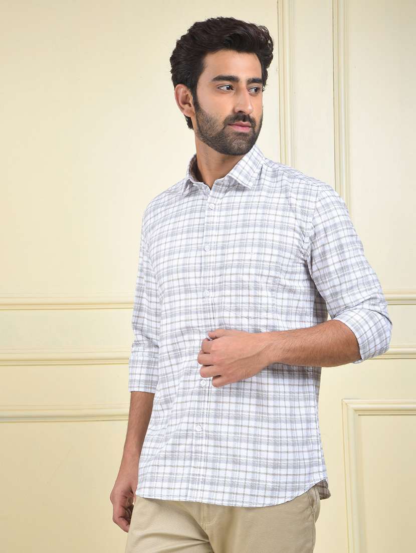 men checkered long sleeve regular fit casual shirt - 22102035 -  Standard Image - 1