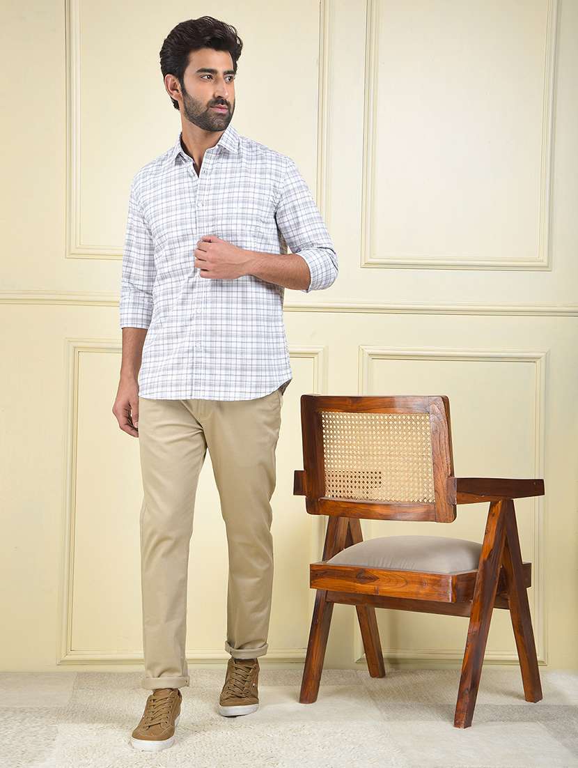 men checkered long sleeve regular fit casual shirt - 22102035 -  Standard Image - 4