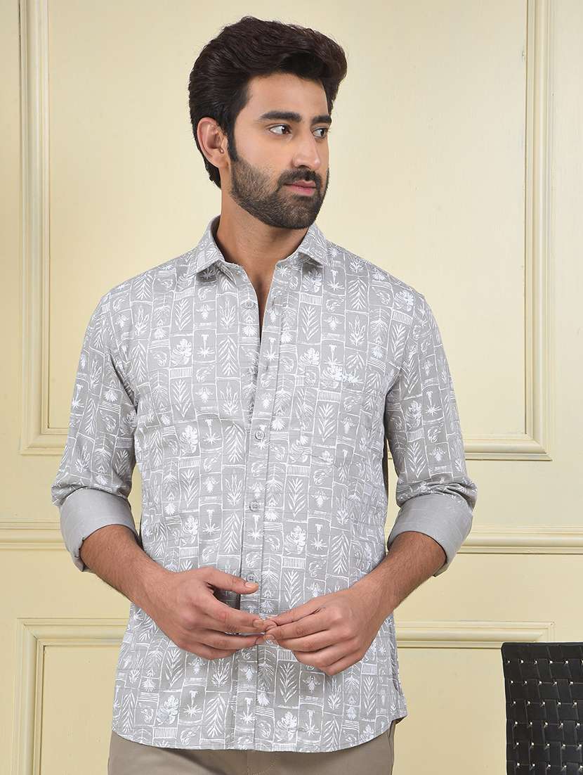 men printed long sleeve regular fit casual shirt - 22102038 - Zoom Image - 0